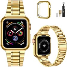 Solid Stainless Steel Strap Compatible with Apple Watch 38mm 40mm 41mm Gold