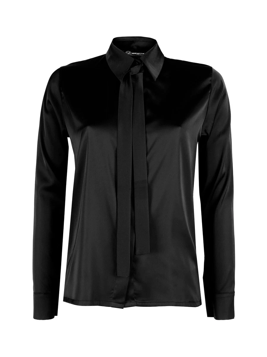 Camicia elegante da donna in raso con colletto rovesciato manica lunga ufficio formale camicetta top rosso vino M Camicia elegante da donna in raso con colletto rovesciato manica lunga ufficio formale camicetta top rosso vino M