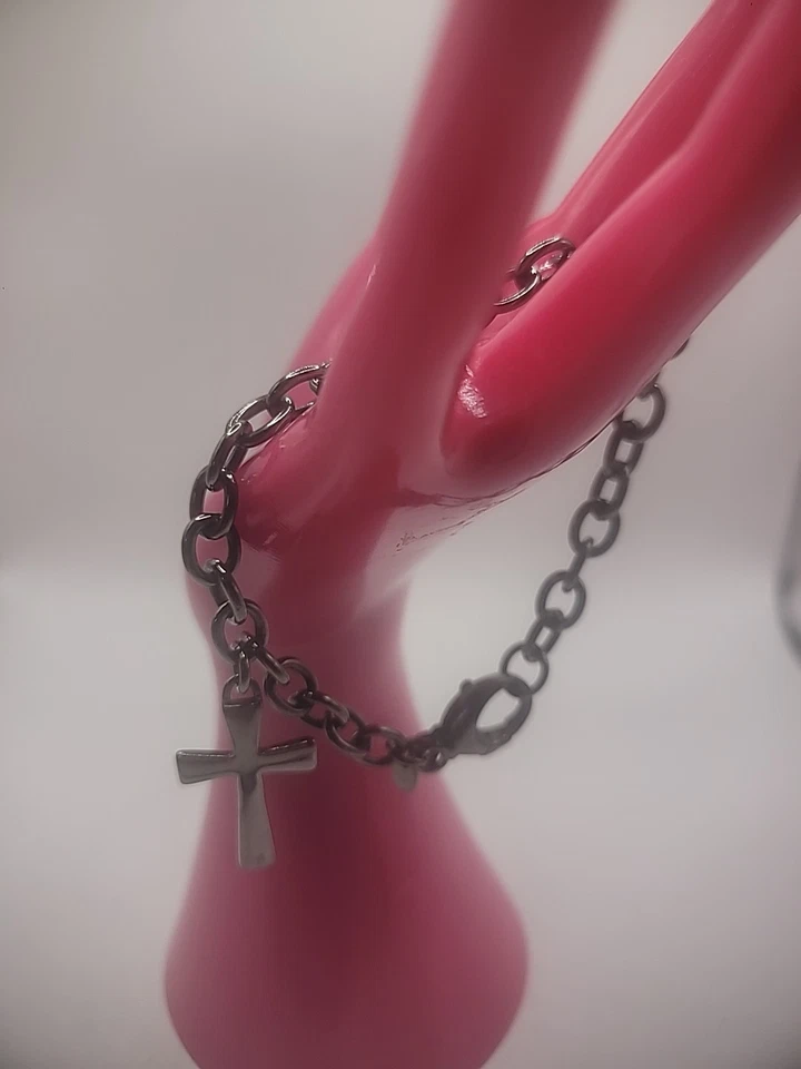 Pulsera Milor Bronce Vintage Tono Gris Plata Cruz Dije Joyería Foto 3 de 4