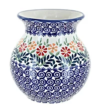 Blue Rose Polish Pottery Garden Bouquet Medium Vase