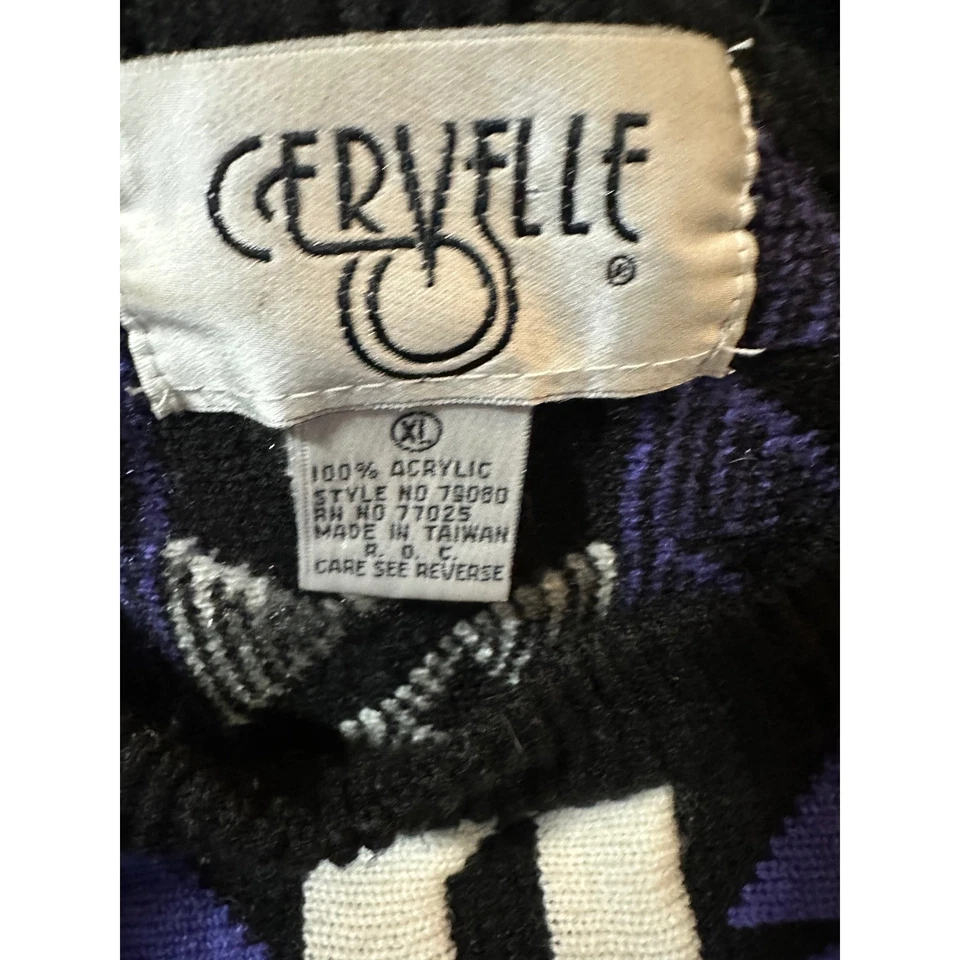 Vintage 80/90s Cervelle Geometric Knit Sweater XL Colorblock Abstract Retro - Image 4 of 4