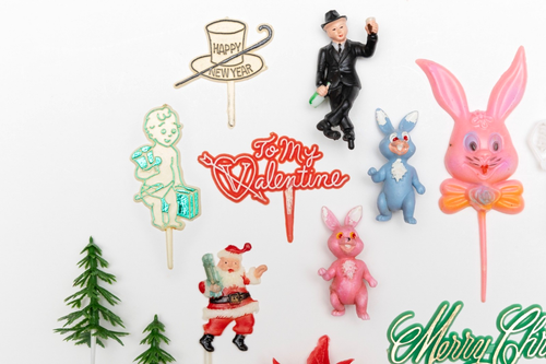 Vintage Holiday Assortment of Cake Cupcake Decorative Picks - Picture 2 of 5