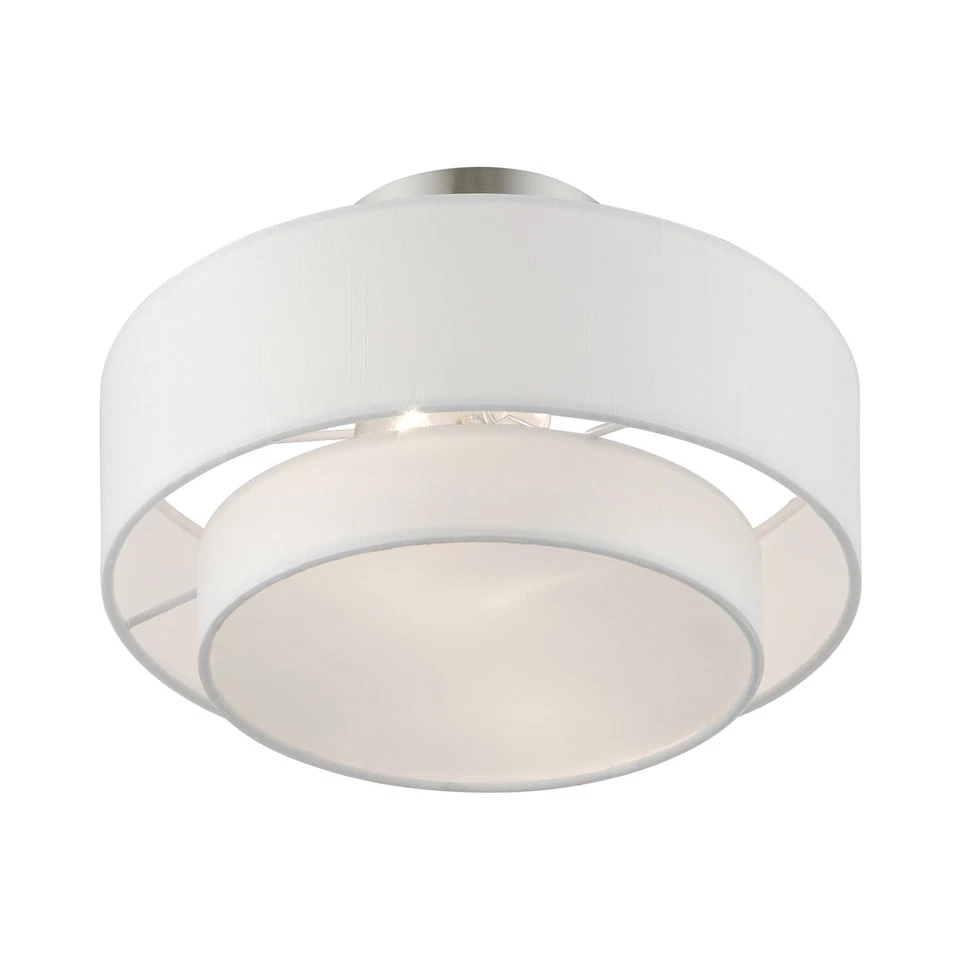 Livex Lighting 47151 Meridian 2 Light 12"W Flush Mount Drum - Nickel - Image 4 of 4