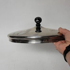 9" Replacement Lid Black Round Knob Silver Metal Pot Pan Lid