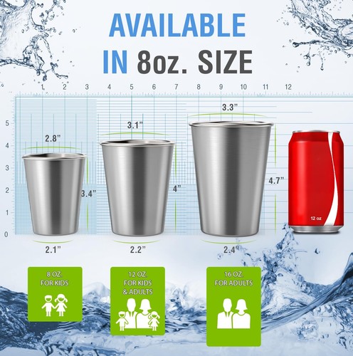 CHILLOUT LIFE Stainless Steel Cups for Kids and Toddlers 8 oz - Stainless Ste... - Picture 6 of 8