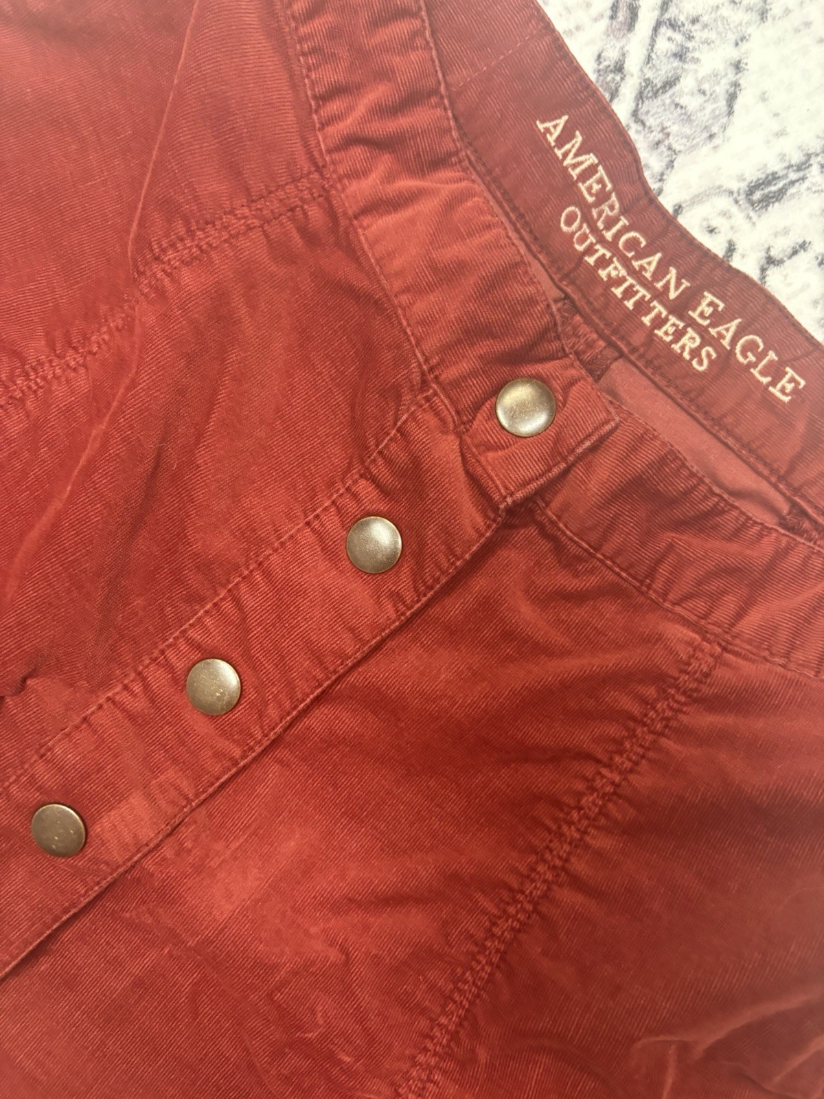 American Eagle Rust Button Front A-Line Mini Skir… - image 2