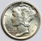 1945 10c Mercury Silver Dime Uncirculated - RAW - Amazing Luster
