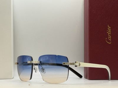 Cartier Silver Buffs CT0286O Gradient Blue/Brown Lens White horn 57-17-145mm