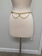 Lightweight Up To 40" Metal Waist Chain Link Belt For Women Costume Gold Chain
