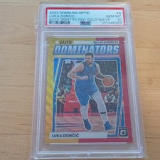 Luka Doncic PSA 10 Elite Dominators RED GOLD Wave Donruss Optic 2022-23
