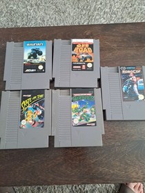 NINTENDO System Nes Games Bundle X5 ROBOCOP,OFF ROAD, SKATE OR DIE ,TNMT,BIGFOOT