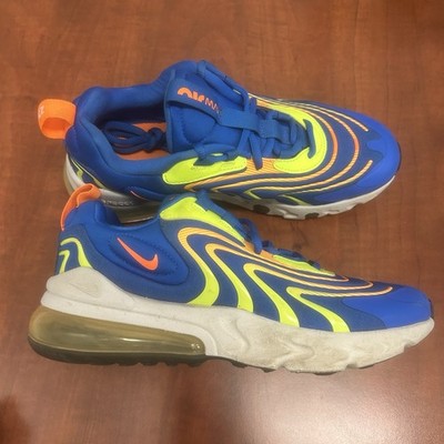 Nike Air Max 270 React Eng (GS) Boys 6.5Y (W's 8) Orange Blue Athletic Sneakers