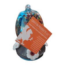 New Glass Hanging Nectar Hummingbird Feeder 4 Stations Multicolor 16oz