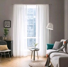 Solid White Sheer voile window panels curtain 42" wide x 84" each 2 panels NEW