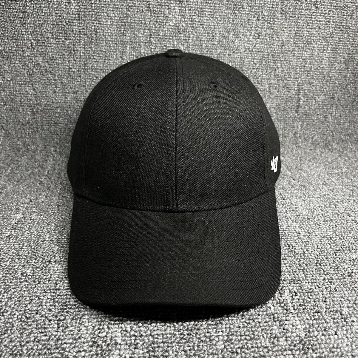 '47 Brand MVP Blank Black Structured Adjustable Hat Cap Gray Underbrim OSFA