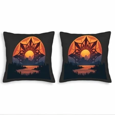 Stylish 18x18in Throw Pillow Covers Set of 2 - Sun & Geometric Patterns