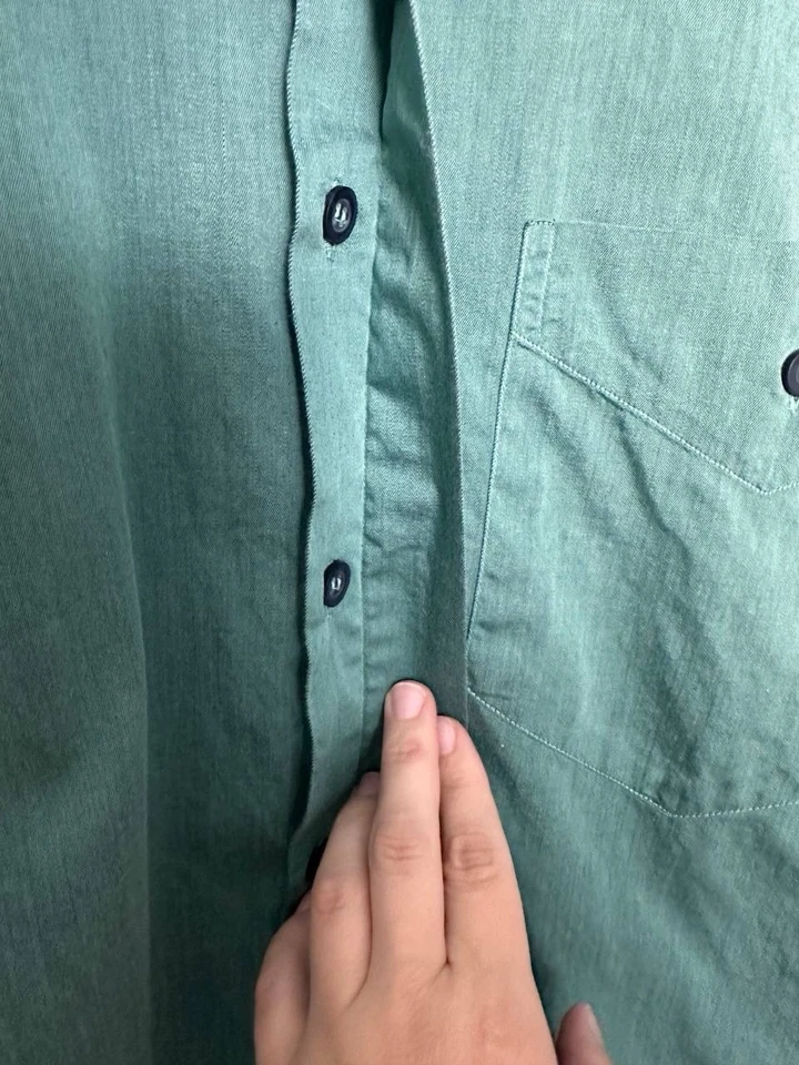 Mondo di Marco Shirt Mens Size Large Green Italy Made 100% Cotton Vintage Foto 4 de 4