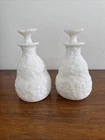 Fostoria 2519 Milk Glass Vanity Bottles / Cologne Lot of 2 White Vintage