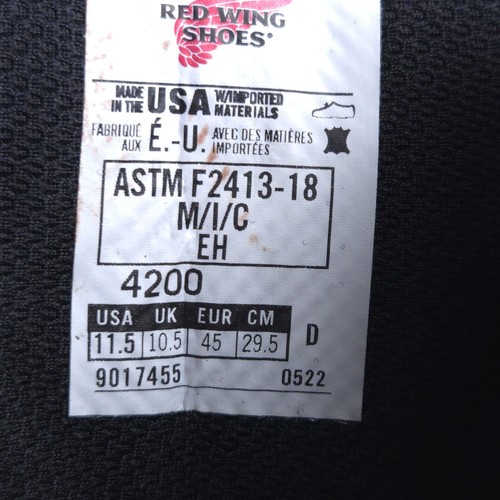 Red Wing 4200 Dynaforce Waterproof Boots (Steel Toe) Mens Size 11.5 D - Photo 6/6