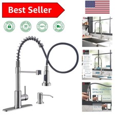 Stylish Kitchen Faucet with Pull Down Sprayer  Soap Dispenser - Single Handle
