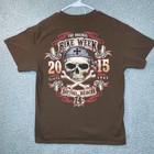 Daytona Beach Bike Week Shirt Mens Large Brown 2015 Skull Biker Graphic Tee