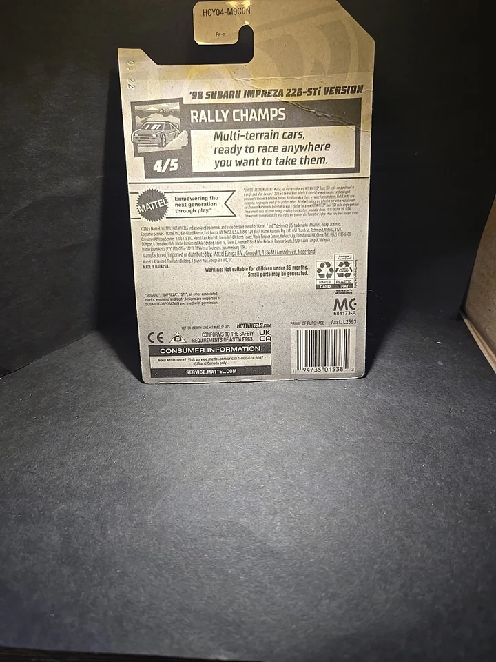 Hot Wheels 2022 Treasure Hunt Rally Champs '98 Subaru Impreza 2B STi Version - Image 2 of 4