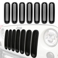Grilles de calandre pour Wrangler JK 07–15, à clipser, noir mat, lot de 7 pièces