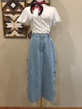 Falda vaquera midi vintage Ralph Lauren Country Western Denim bolo corbata mediana/12
