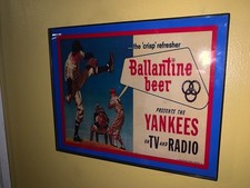 Ballantine New York Yankees Baseball Beer Bar Man Cave Framed Advertising Sign