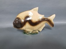 VTG 8" Glazed Ceramic Piranha Tropical Fish Figurine Brazil Beige Green Ombre