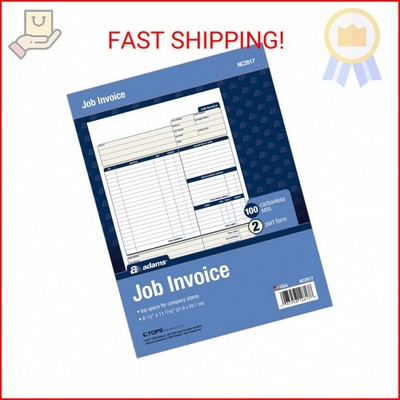 Adams Job Invoice Forms, 2-Part Carbonless, For Service and Repair Billing, 100