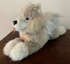 Steiff Molly Husky Dog Germany Ear Flag Button Chest Tag Plush Animal 0340/35