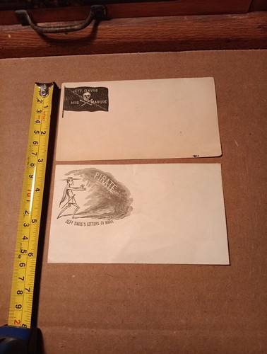 2 Original Confederate Covers JEFF DAVIS 5.5x3 Inches Envelope