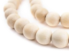 Cream Natural Wood Beads 16mm White Round Large Hole 16 Inch Strand