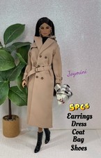5PCS For Fashion Royalty Integrity PP NuFace Doll Dress Outfit Coat Dress Shoes