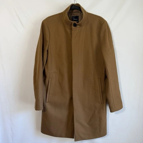Theory Belvin WP Voedar Coat Men's Large Camel Wool Cashmere Button Up Luxury - product listing photo