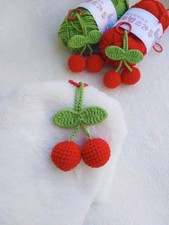 Crochet Cherry Keychain, Handmade Cherry Bag Charm, Cute Fruit Gift