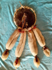 Large 25" VTG Dream Catcher Dreamcatcher - Leather, Fur, Wool, Feathers, Beads