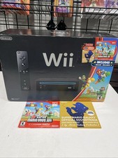 Nintendo Wii Holiday Mario Bros Bundle Black Console CIB Complete In Box 