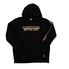 Vans Off The Wall Sweatshirt Hoodie Size Youth Large Black Flame Streetwear
