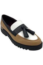 Franco Sarto Women's Carolynn Tassel Loafer Camel Brown/Black