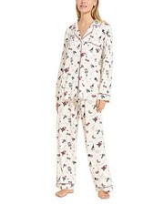 Eberjey Sleep Chic Star Pajama Set Holiday Scribble Womens Size S Cozy Lounge