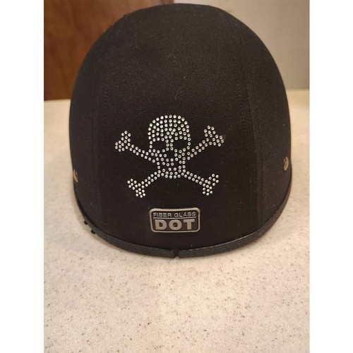 Vega DOT Motorcycle Helmet XXS – Black Skull Rhinestone Design