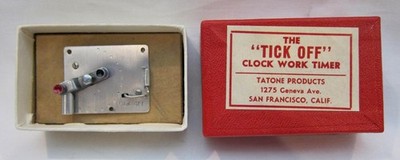 New in Box Vintage Tatone ''Tick Off'' Clock Work Timer Free Flight