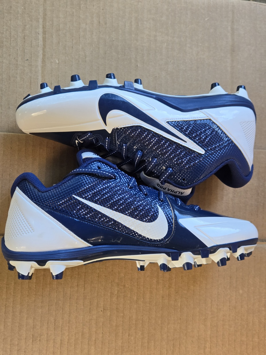 Nike Alpha PRO TD White Navy Football Cleats 579545 140 Men's Size