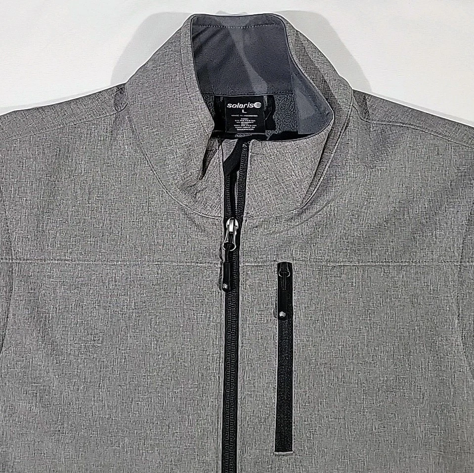 Solaris Full Zip Vest Men's Size Large Gray Softshell Fleece Lined Golf Outdoors - Image 3 of 4