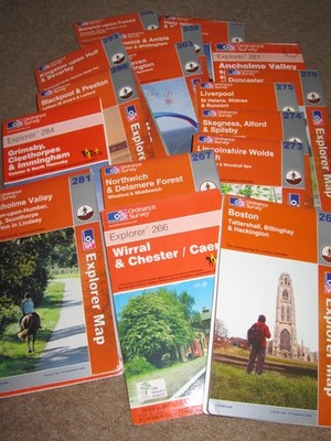 OS Ordnance Survey  Explorer maps - Northern England - sheets 261-346 - vgc