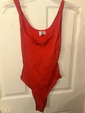 Divided H M Basic Bodysuit Red Size Small