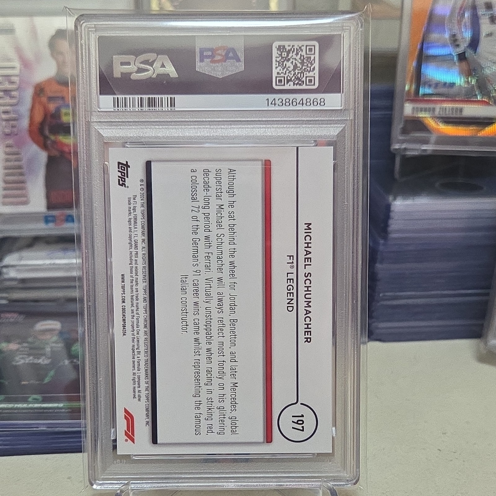 Topps 2024 Chrome Formula 1 Legends Michael Schumacher #197 Black /10 PSA 9 view 3