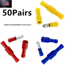 100PCS 22-10 Gauge Insulated Bullet Wire Connectors Electrical Crimp Terminals